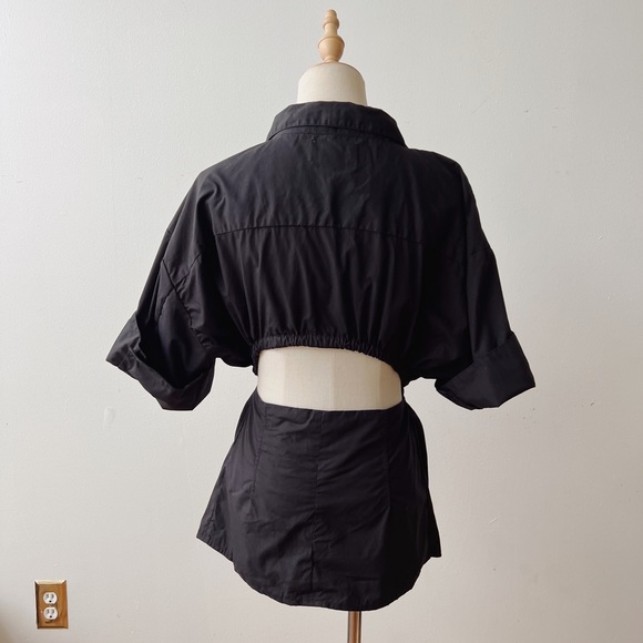 MODERN CITIZEN James Open Back Short Sleeve Black Button Down Shirt 1X - Picture 4 of 10